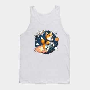 shiba inu flying into space with a rocket Tank Top